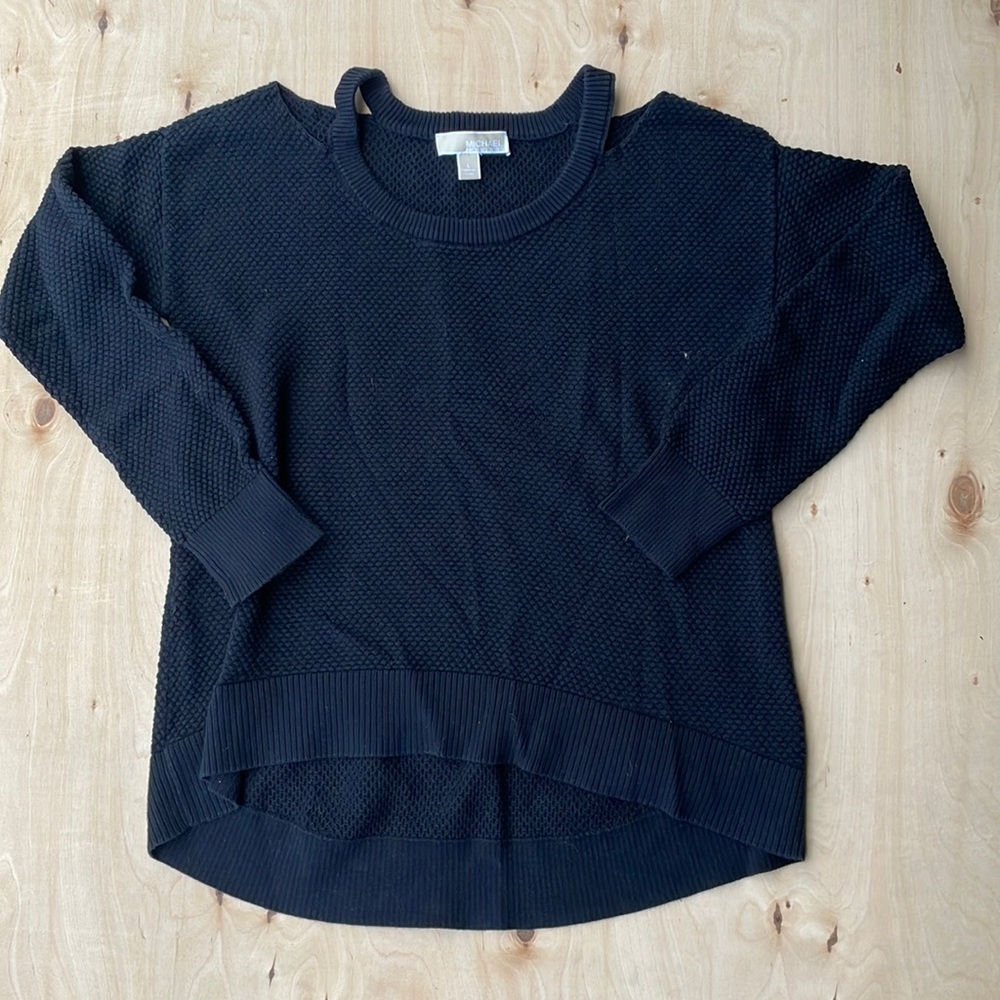 Michael Kors Shoulder Cut Out Black Sweater